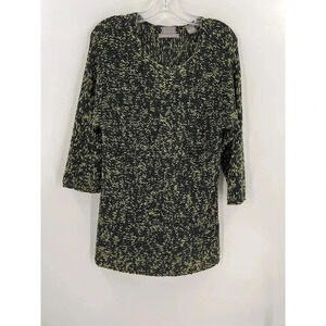 Sigrid Olsen Gorgeous Black/Green Silk Blend Hand Knit Sweater Size MEDIUM EUC